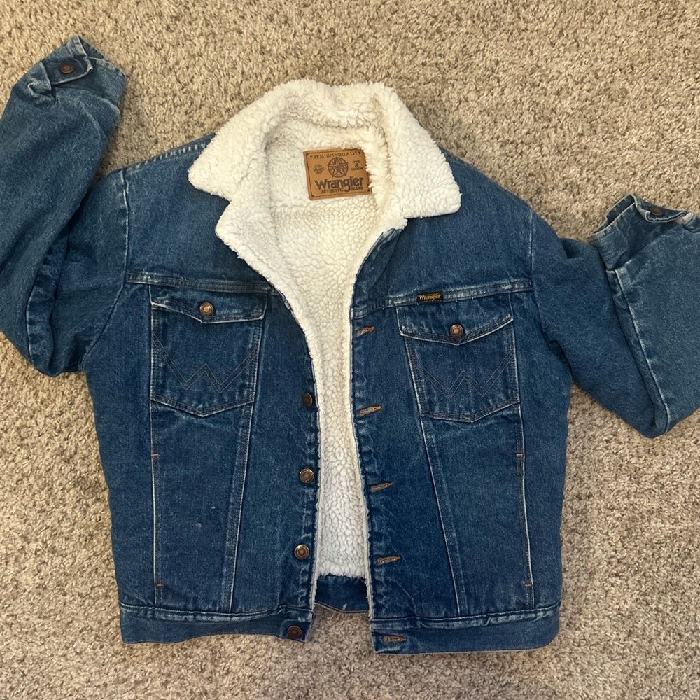 Wrangler Denim Jacket. with White Sherpa Lining
